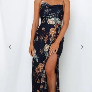 Petal & Pup One Shoulder Floral Dress in Navy